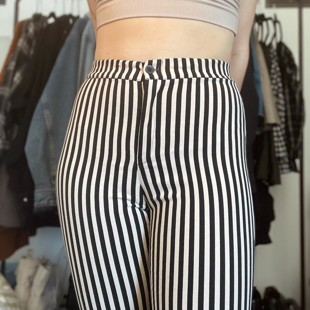 BRANDY John Galt Cream Black Striped Pants